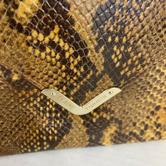 Elaine Turner Clutch Faux Snakeskin Pebbled Magnetic Closure Envelope Mobwife - Picture 9 of 16
